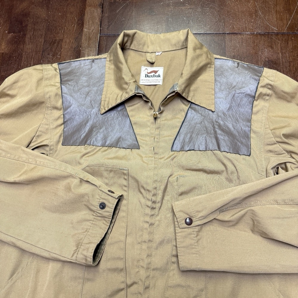 Vtg 80's Duxbak Game Pocket Shooting Shirt Jacket Men's XL Leather Shoulders USA